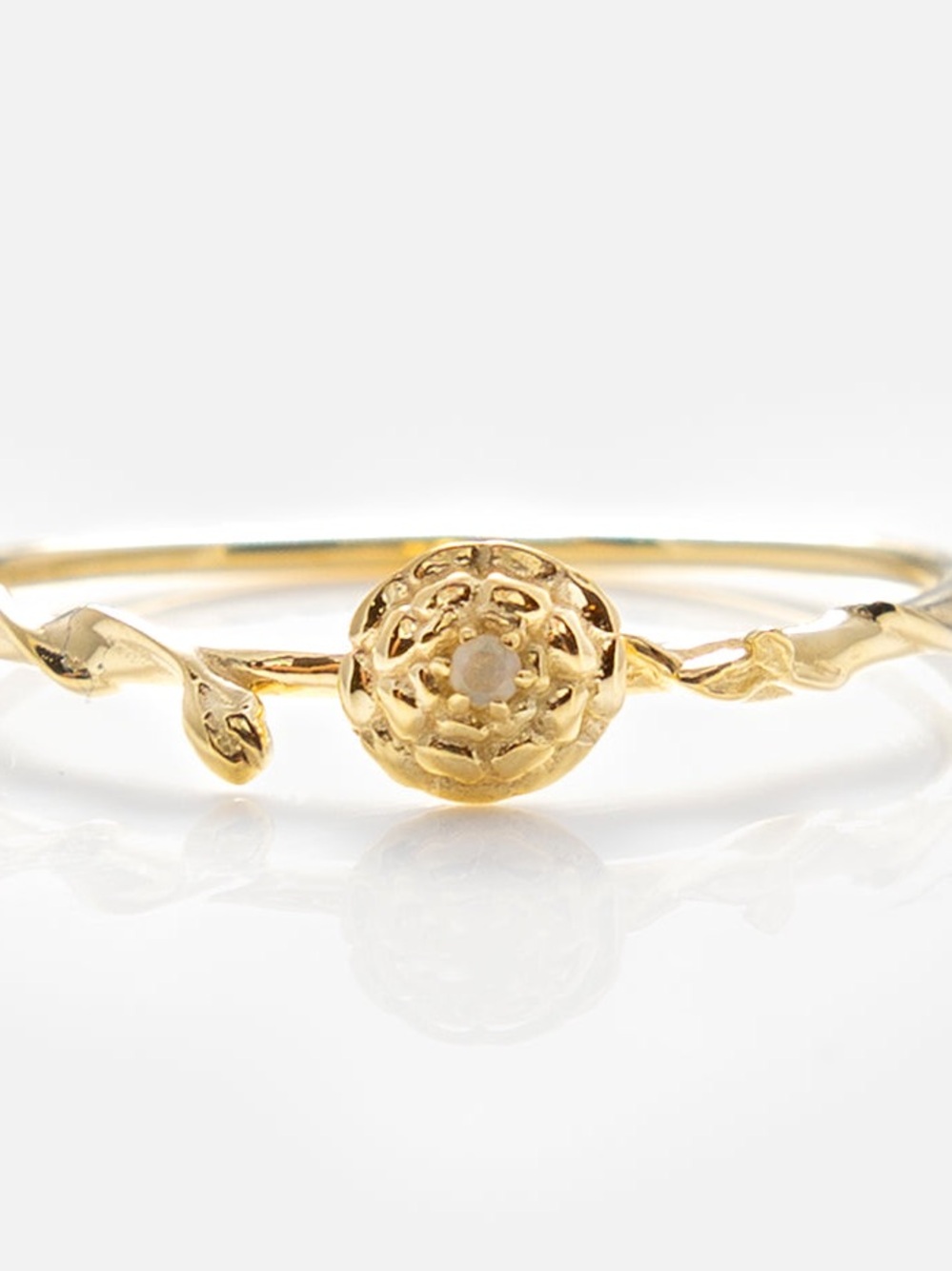 Solid Gold Marigold Opal Flower Ring